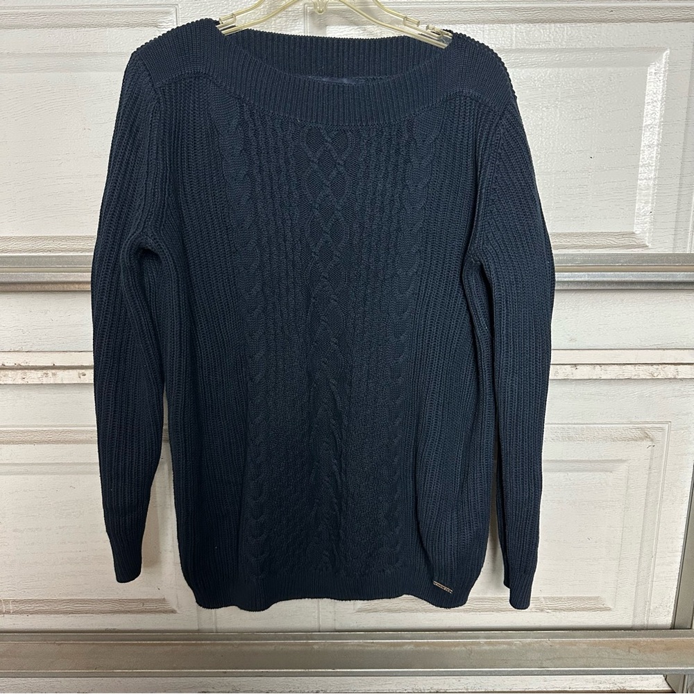 Tommy Hilfiger Blue Crew Neck Sweater with Textured Knit